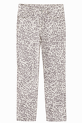 Women's High-Rise Baggy Wide Leg Leopard Print Stretch Denim Jeans | Cream