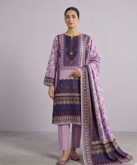 Zam Zam A+ Grade Lavender Floral Printed থ্রি-পিস | বাংলাদেশি নারীদের Premium Regular Wear