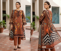 Brown & Black Floral Charizma Cotton থ্রি-পিস | বাংলাদেশি নারীদের Regular Wear