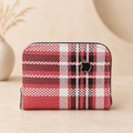 Mini Zipper Wallet for Women & Students — Red Tartan