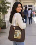 "Dream On Little Dreamer" Vintage Art Tote Bag — Dark Brown