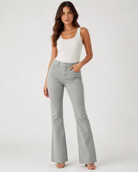 Women's High-Rise Flare Stretch Denim Jeans | Light Grey Bootcut