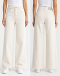 Women's High-Rise Baggy Wide Leg Stretch Denim Jeans | Off White / Cream