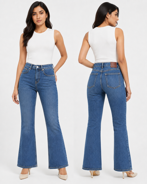 Women's Mid-Rise Bootcut Stretch Denim Jeans | Medium Blue Wash