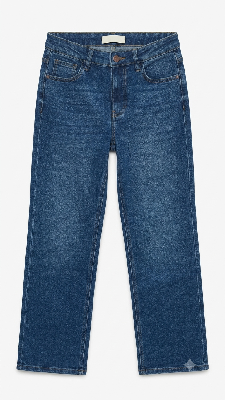 Women's High-Rise Straight Leg Star Embroidered Stretch Denim Jeans | Medium Blue