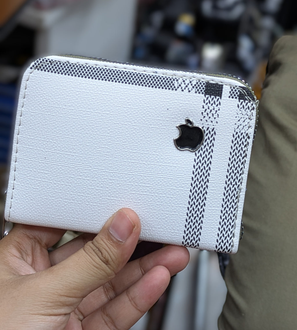 Mini Zipper Wallet for Women & Students — White