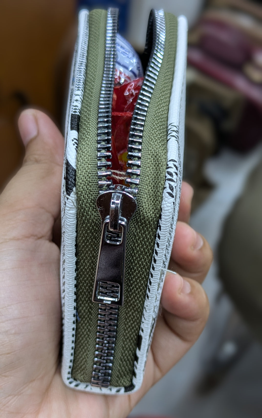 Mini Zipper Wallet for Women & Students — White