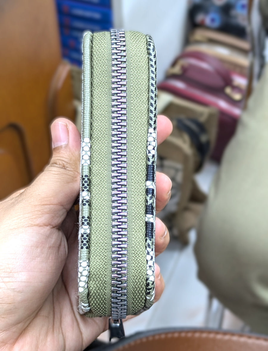 Mini Zipper Wallet for Women & Students — Olive Green Tartan