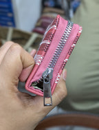 Mini Zipper Wallet for Women & Students — Red Tartan