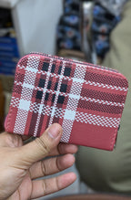 Mini Zipper Wallet for Women & Students — Red Tartan