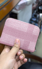Mini Zipper Wallet for Women & Students — Blush Pink Chevron