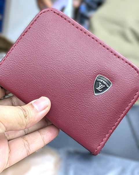 Mini Zipper Wallet for Women & Students — Burgundy