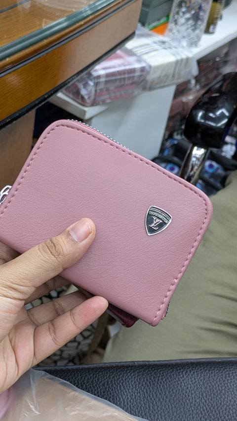 Mini Zipper Wallet for Women & Students — Baby Pink