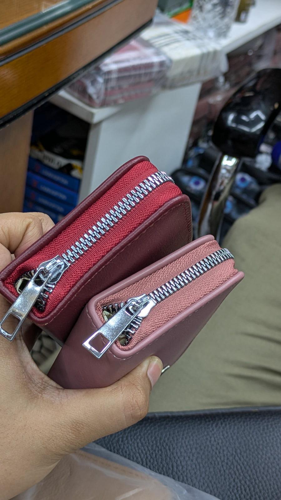 Mini Zipper Wallet for Women & Students — Burgundy