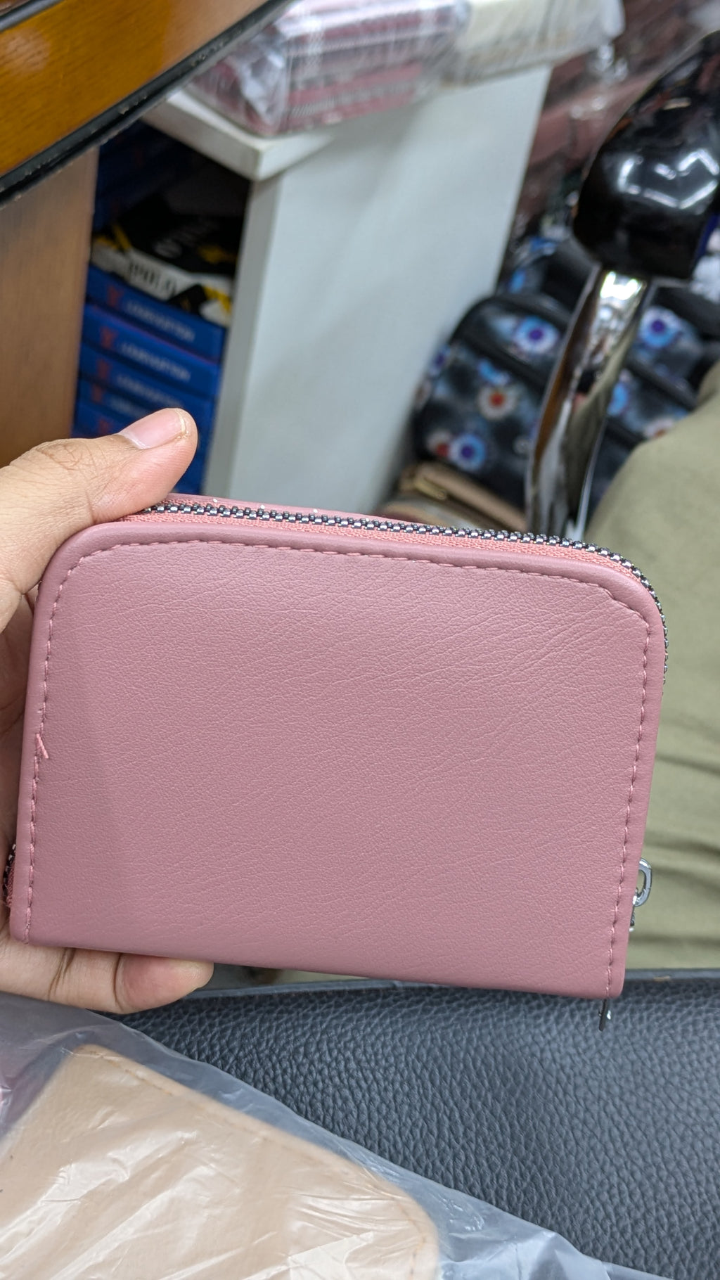 Mini Zipper Wallet for Women & Students — Baby Pink