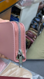 Mini Zipper Wallet for Women & Students — Baby Pink
