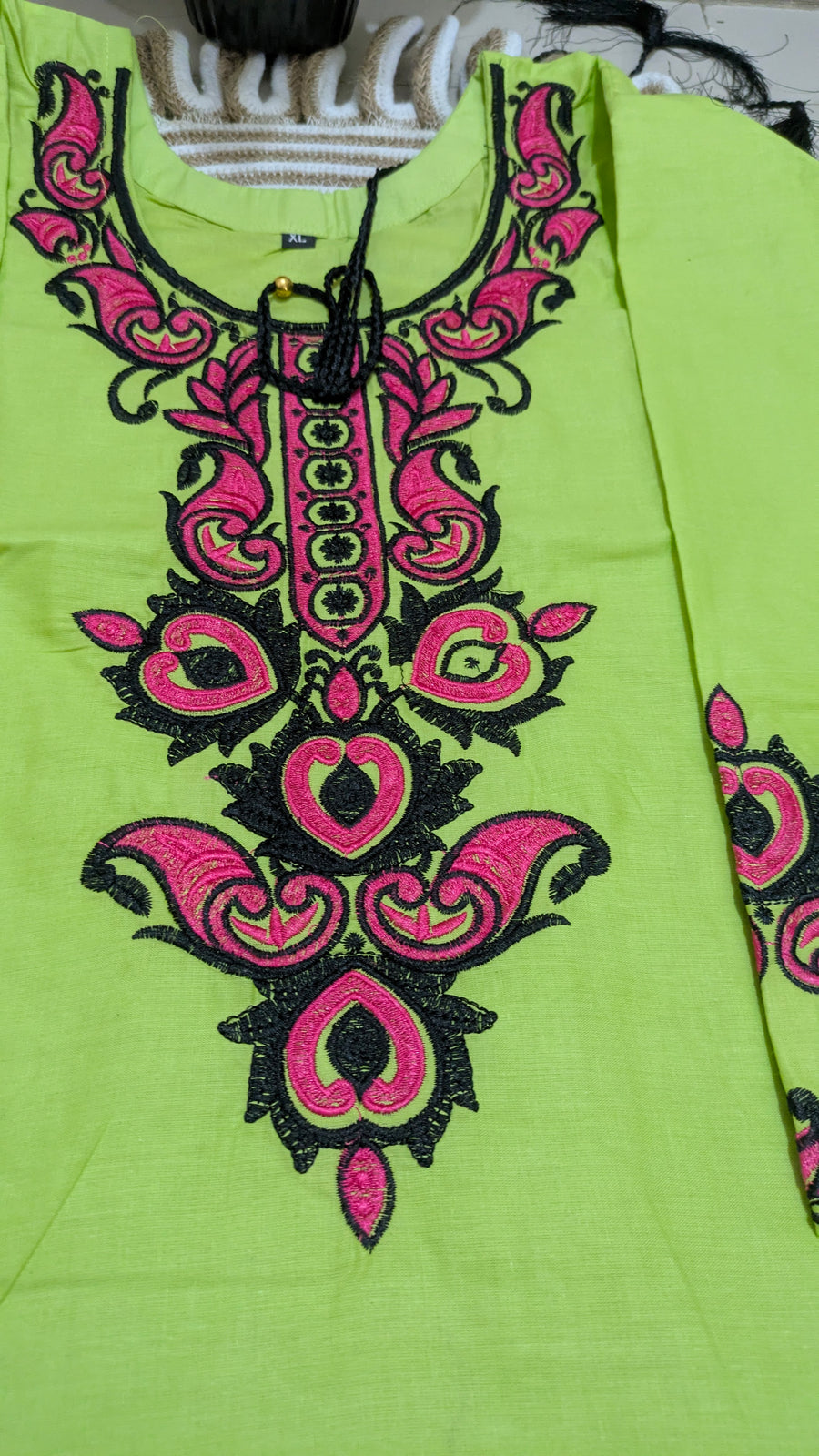 Lemon Green Embroidered Kurti