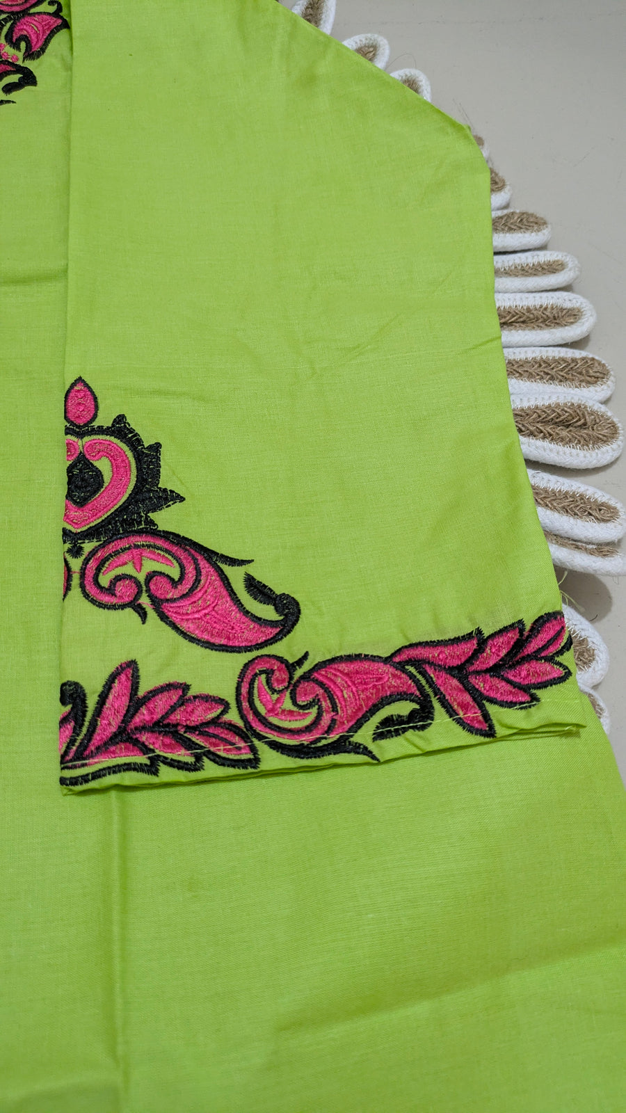 Lemon Green Embroidered Kurti