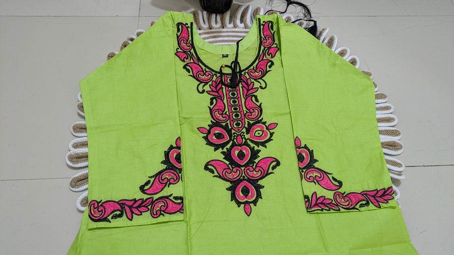 Lemon Green Embroidered Kurti