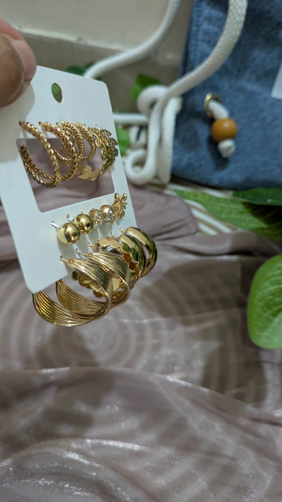 9-Pair Gold Hoop & Stud Earring Set – Vintage Mixed Styles | One Size