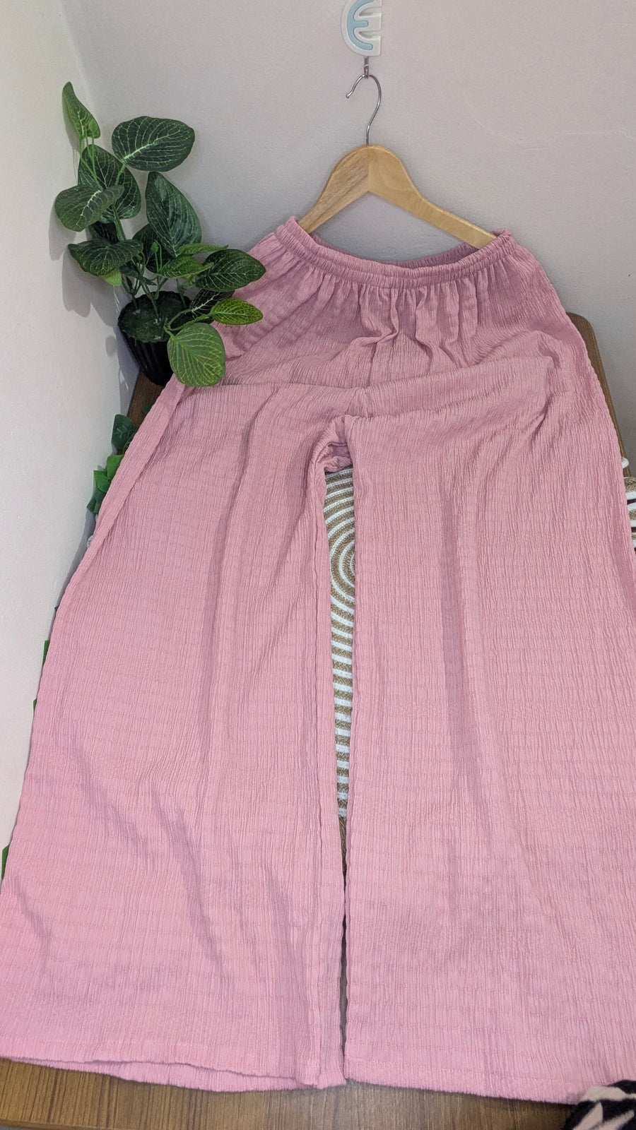 Pink & White Bold Stripe Kurti Plazzo set