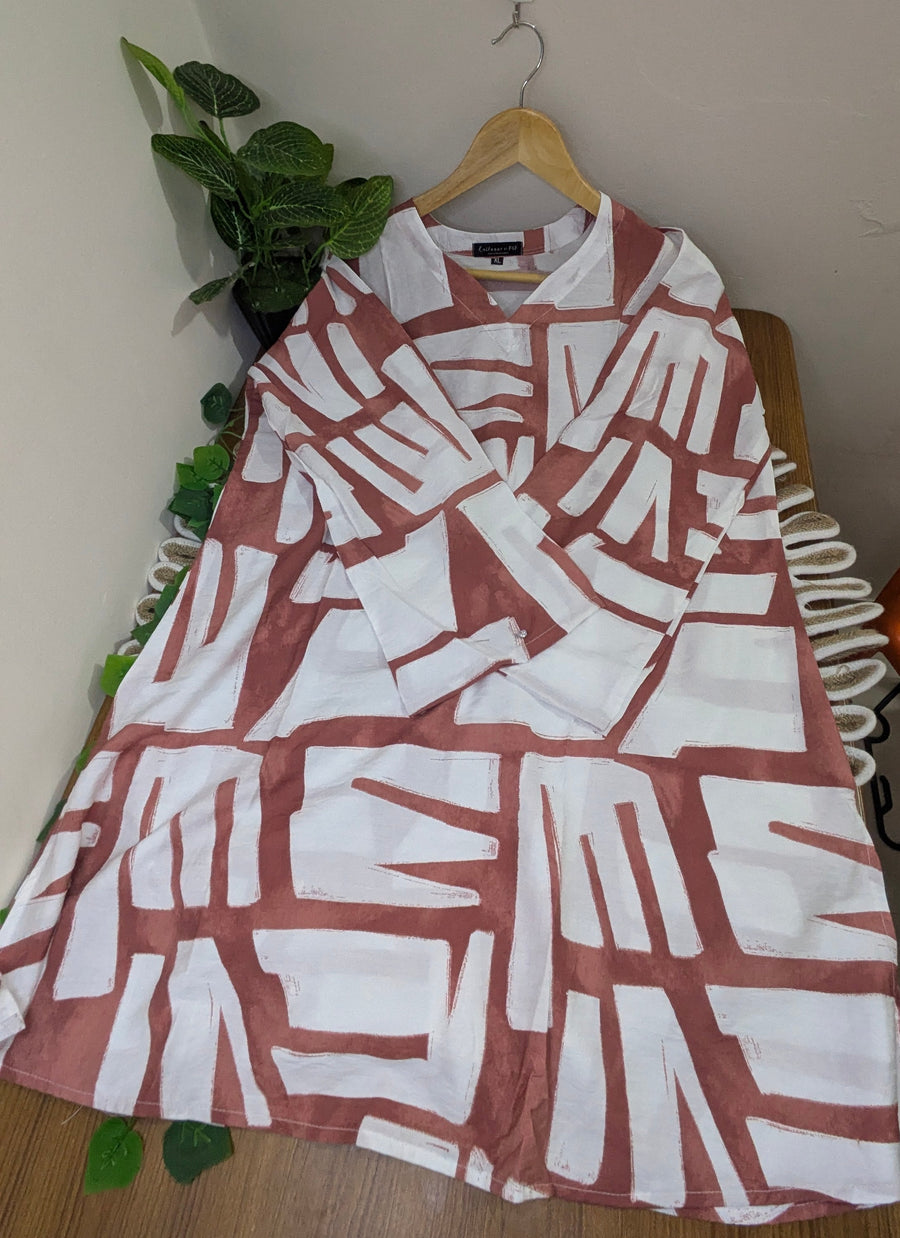 White Terracotta Cotton Kurti Plazzo set