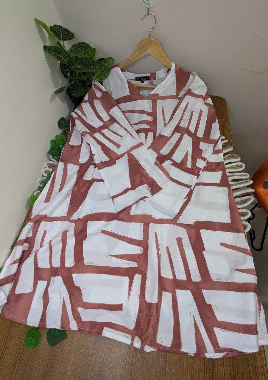 White Terracotta Cotton Kurti Plazzo set