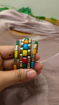 Colorful Bangle Set – Gold-Toned with Multi-Color Stones | Sizes 26 & 28