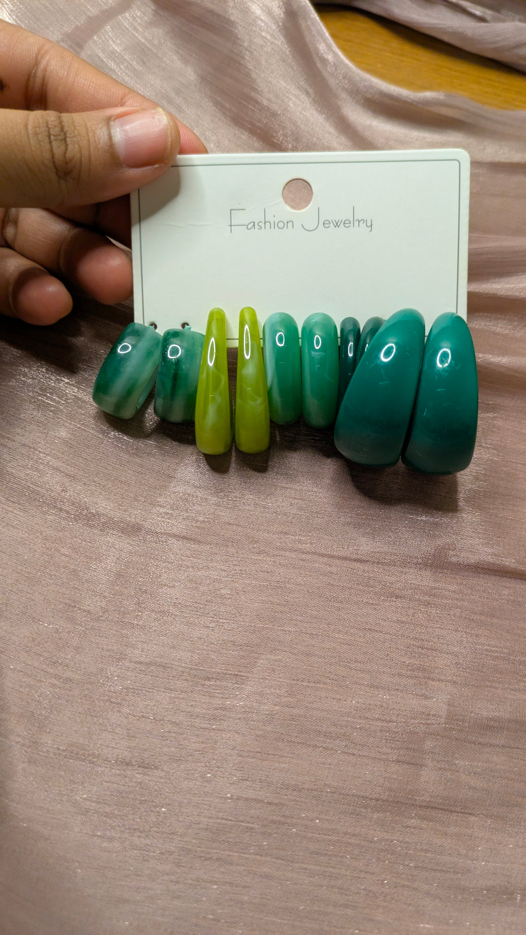 Green Ombre Resin Hoop Earring Set – 5 Pairs | Chunky Fashion Jewelry