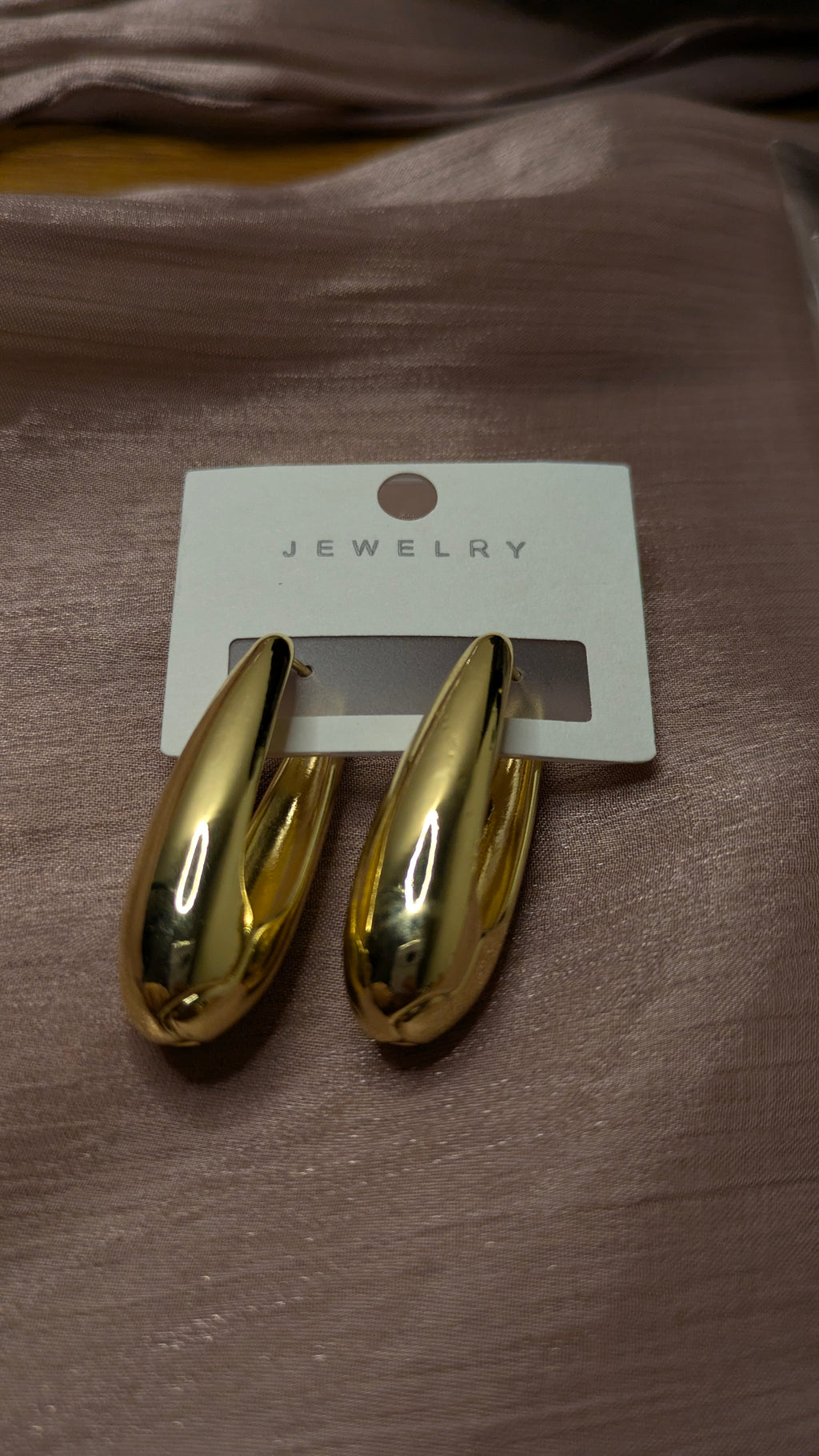 Gold Chunky Teardrop Drop Earrings – Puffy Dome Statement Jewelry | One Size