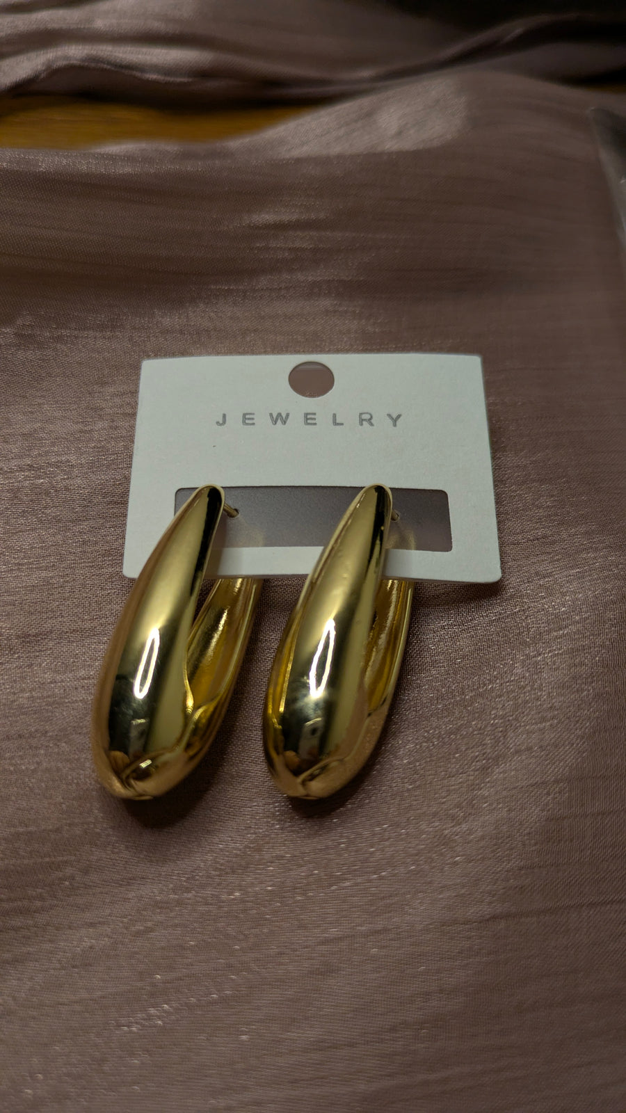 Gold Chunky Teardrop Drop Earrings – Puffy Dome Statement Jewelry | One Size