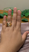 Gold Multi-Strand Wave Open Band Ring – Chunky Layered Statement | One Size