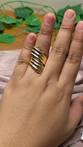 Gold Ribbed Wing Wrap Ring – Sculptural Feather Statement | One Size