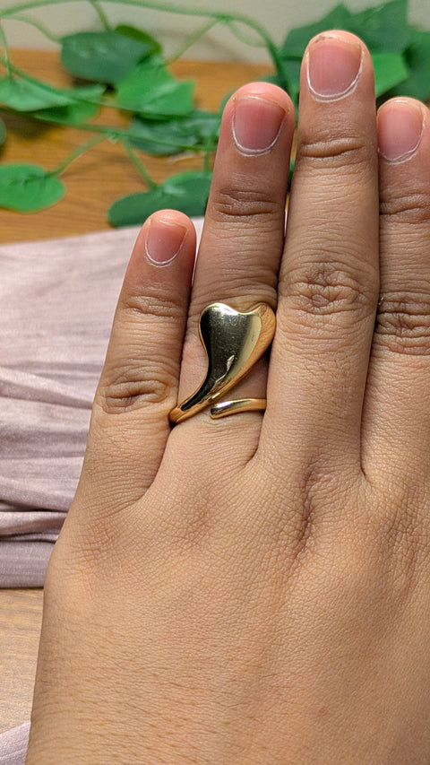 Gold Puffy Heart Statement Ring – Chunky Dome Love Ring | One Size