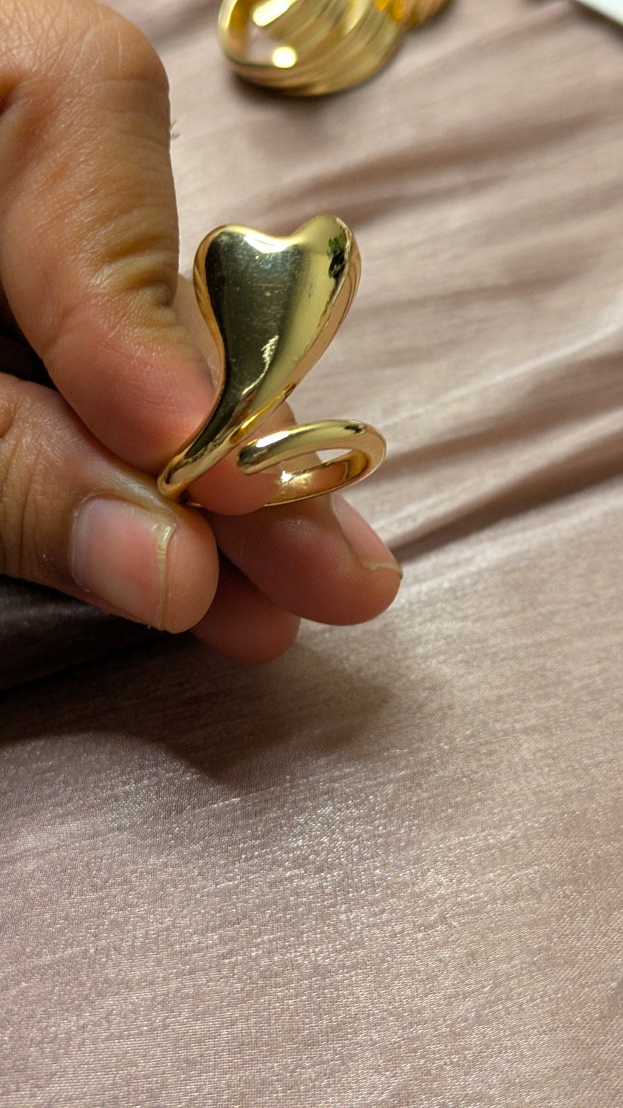 Gold Puffy Heart Statement Ring – Chunky Dome Love Ring | One Size