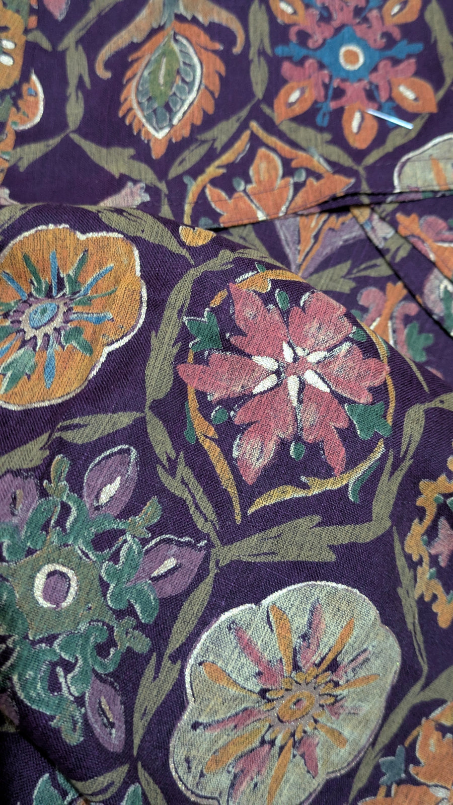 Deep Plum Medallion Floral Print Aarong Cotton Kurti | Summer Kurti for Women