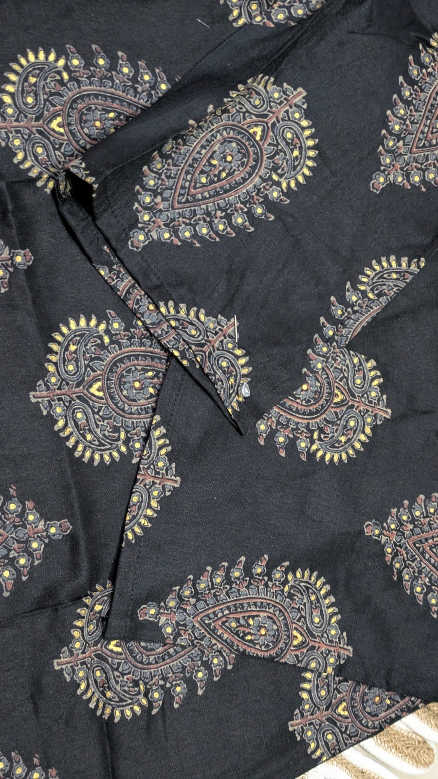 Black Large Paisley Print Aarong Cotton Kurti | Summer Kurti for Women