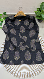 Black Large Paisley Print Aarong Cotton Kurti | Summer Kurti for Women