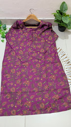 Purple Floral Foil Print Aarong Cotton Kurti | Summer Kurti for Women