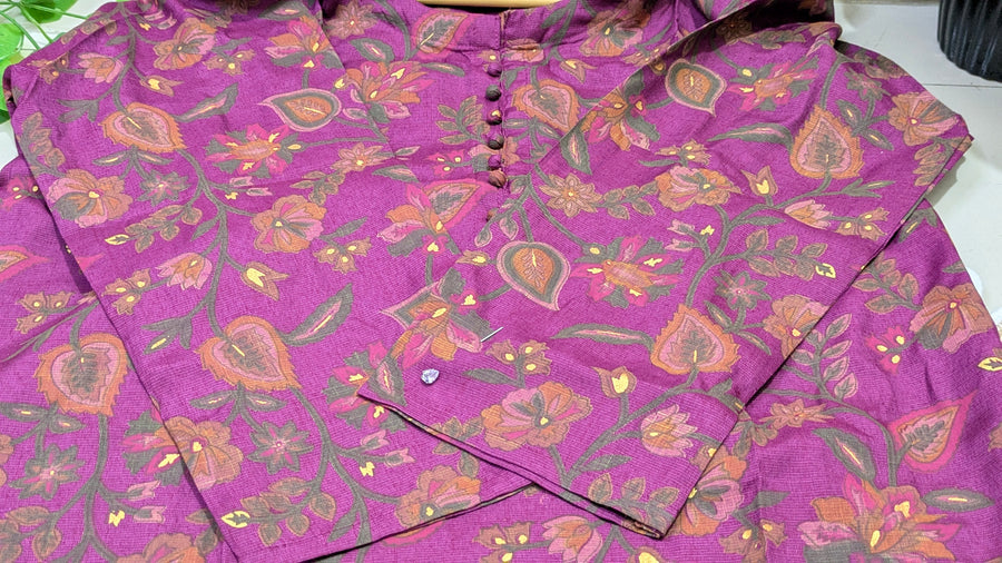 Purple Floral Foil Print Co-ords Set