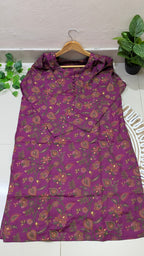 Purple Floral Foil Print Aarong Cotton Kurti | Summer Kurti for Women