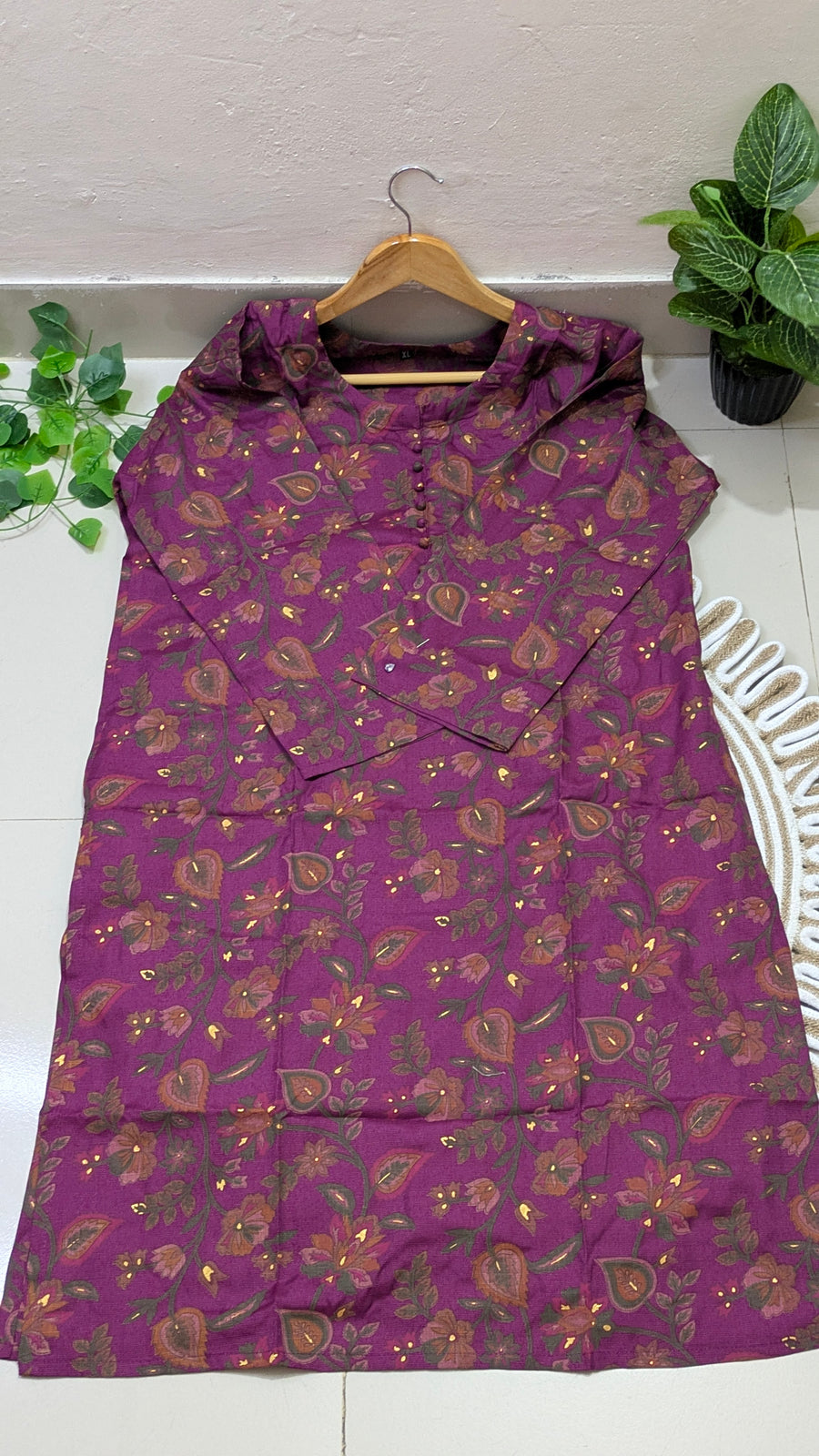 Purple Floral Foil Print Co-ords Set
