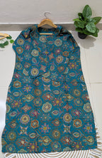 Teal Medallion Print Aarong Cotton Kurti & Straight Palazzo Set | Women