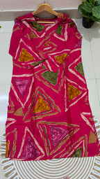 Hot Pink Geometric Triangle Print Aarong Cotton Kurti & Palazzo Set | Women