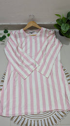 Pink & White Bold Stripe Aarong Cotton Kurti | Summer Kurti for Women
