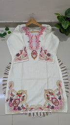 White Multicolor Embroidered Aarong Cotton Kurti | Summer Kurti for Women