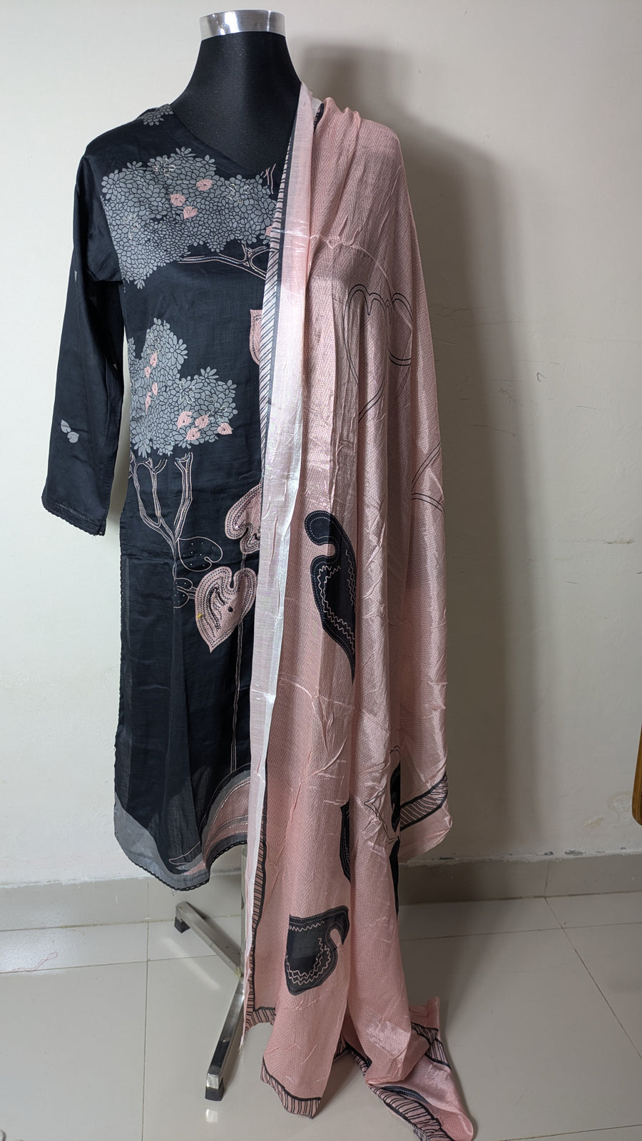 Ganga Black Stitched Three-Piece Set