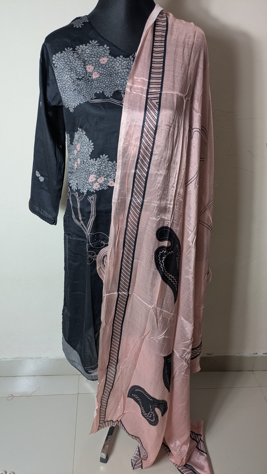 Ganga Black Stitched Three-Piece Set