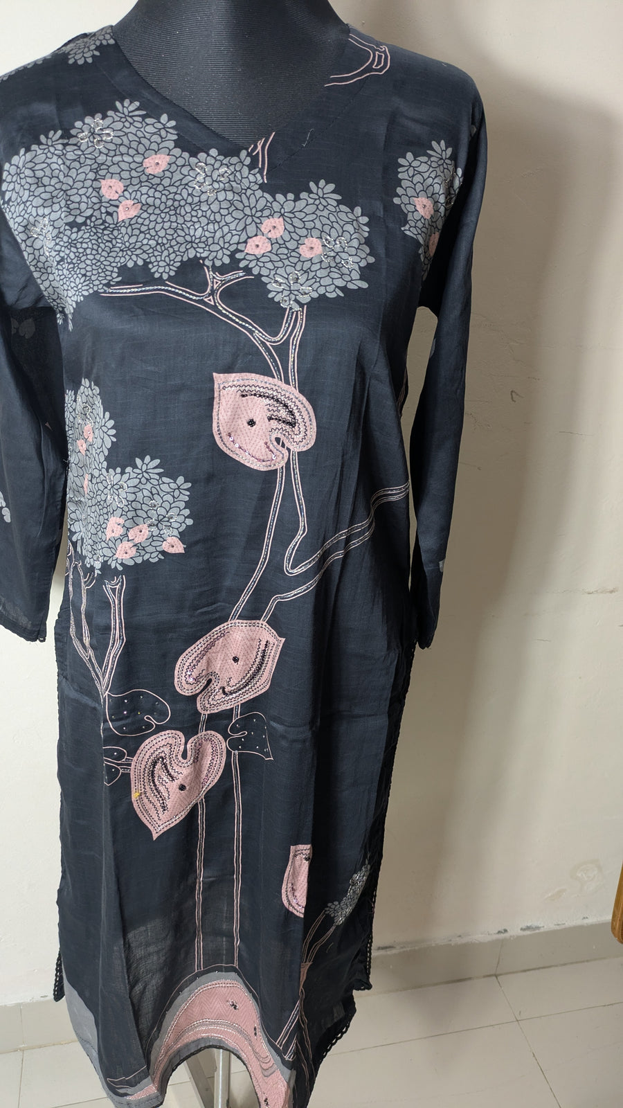 Ganga Black Stitched Three-Piece Set