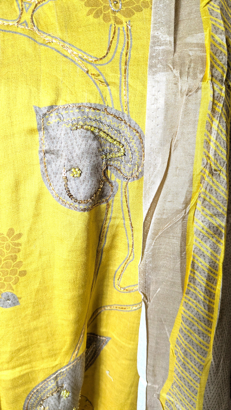 Yellow Ganga Stitched Three-Piece Set